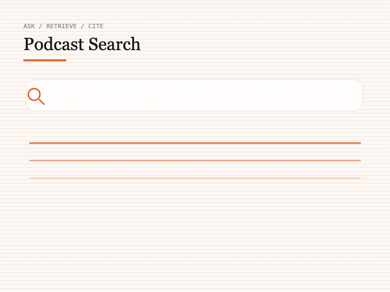Podcast Search - ask a shelf of podcasts, get an answer you can trust